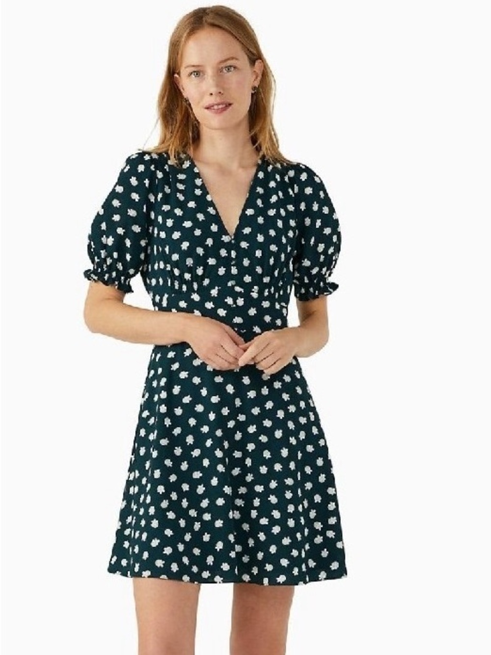 kate spade Dark Green Mini Dress with White Floral Print